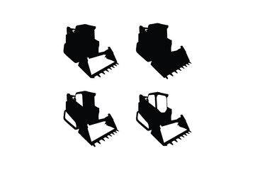 Bulldozer Silhouette Set &ndash; Construction Heavy Equipment Vector Icons