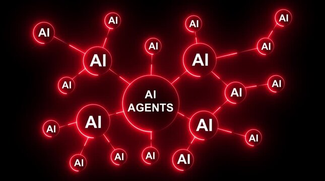 Ai tools or neon box. Multi function for Agentic AI technology motion background. Multi agent AI systems, Automate daily Tasks Smart AI solutions improve efficiency, Automate repetitive work.4k ...