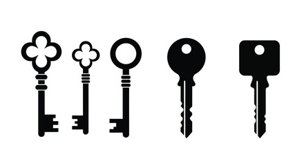 Four black keys of varying designs arranged in a horizontal row © Anjumanara Rakhi