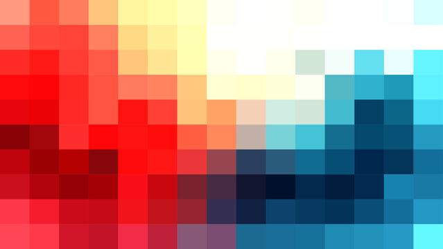 Vector Pixelated vibrant fusion of fiery scarlet and serene azure, creating a captivating digital artistry. An abstract mosaic. 