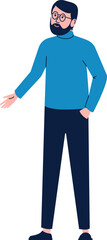 Fototapeta premium Gesturing middle age man. Talking color character