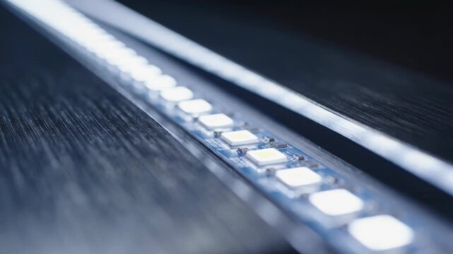 Bright LED Strip Lights Illuminating a Dark Surface.