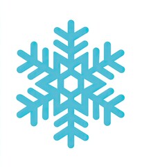 Fototapeta premium A stylized, six-pointed, light-blue snowflake against a stark white background