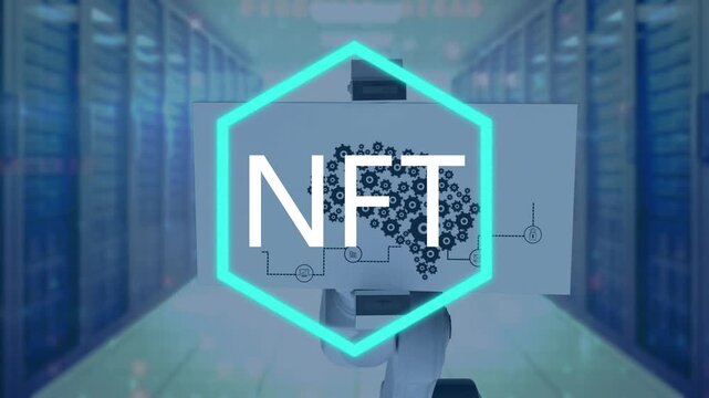 Animation of nft and robot with scheme over servers