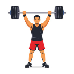 Fototapeta premium Male weightlifter lifting barbell in gym attire.