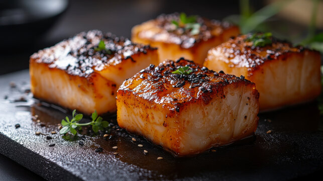 salmon fillets cooking on cedar planks on grill