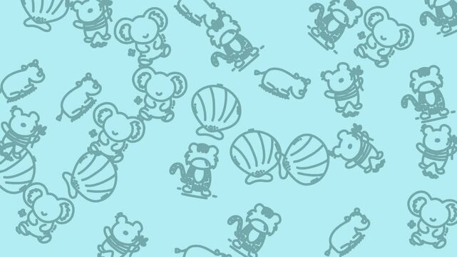 Playful Outline Animal and Shell Pattern Video Background.