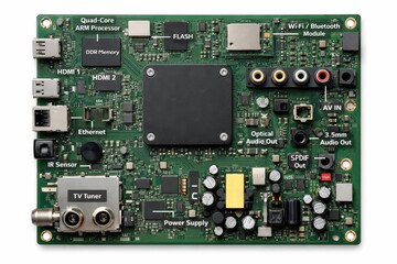 Fototapeta premium Detailed Circuit Board with Components for Electronics and Devices