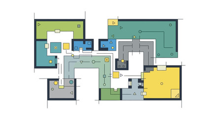 Architectural Floor Plan Design with Color Coding.