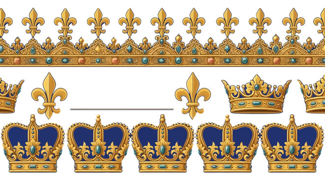 Regal Gold Crown Border Vector Medieval Royal Manuscript