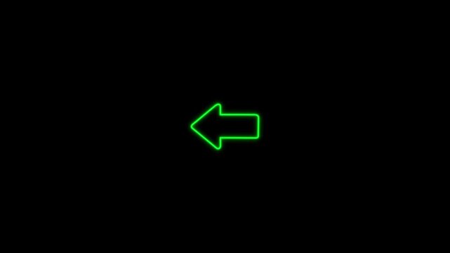 A modern arrow icon displayed direction concept animation. Leftward and transparent with pointing indicators arrow icon business graph on black background.