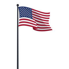 American Flag Waving on a Flagpole, Symbolizing Patriotism and National Pride
