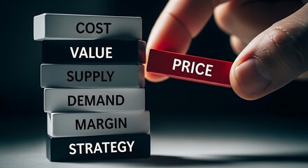 Obraz premium Business strategy concept with cost, value, and price blocks