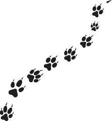 Animal paw prints trail on transparent background simple illustration