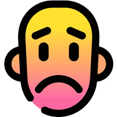 Fototapeta premium Sad Face Vector Illustration with Gradient Colors Showing Unhappiness for Emotional Digital Design