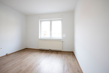 empty apartment, bedroom or study, for sale, no furniture, no curtains