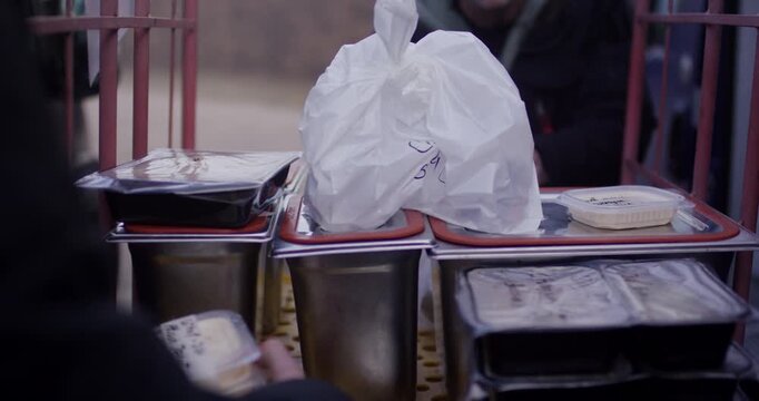 Catering food delivery with prepackaged meals in Gastronorm containers