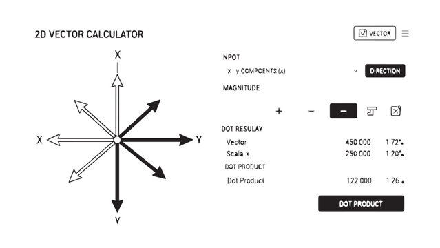 2D Vector Diagram with Axes, Projections, and Component Magnitudes for Coordinate Analysis.
