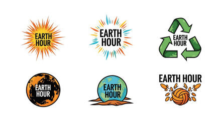 Obraz premium Vibrant Earth Hour logos for eco friendly campaigns and events
