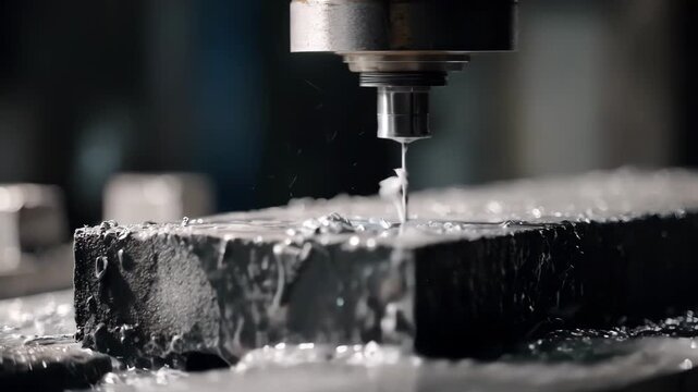 Closeup medium shot of precision vibration table casting emphasizing uniform mold compaction for highquality intricate components.