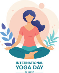 Obraz premium International yoga day illustration promoting wellness and mindfulness globally on june 21st