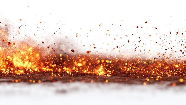 Dynamic image featuring fiery embers and smoke against a stark white background