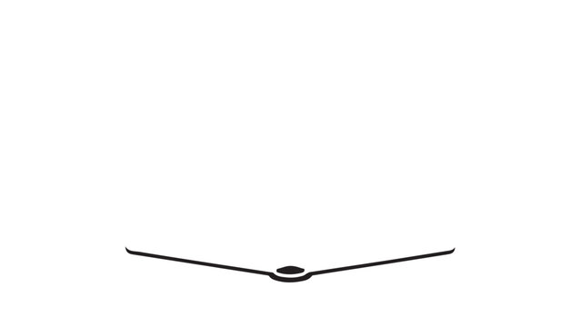 Minimalist abstract line drawing resembling a glider aircraft silhouette in white space.