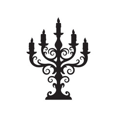 Black Silver candelabrum silhouette vector illustration