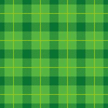 Happy saint Patrick's day. Gingham check plaid pattern in colorful green. Seamless gingham check vector for  fabric, wrapping, wallpaper. Decorative print.