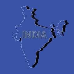 A bold and high-impact graphic of the map of India set against a vibrant cherry red background. The map is rendered in a layered line art style.