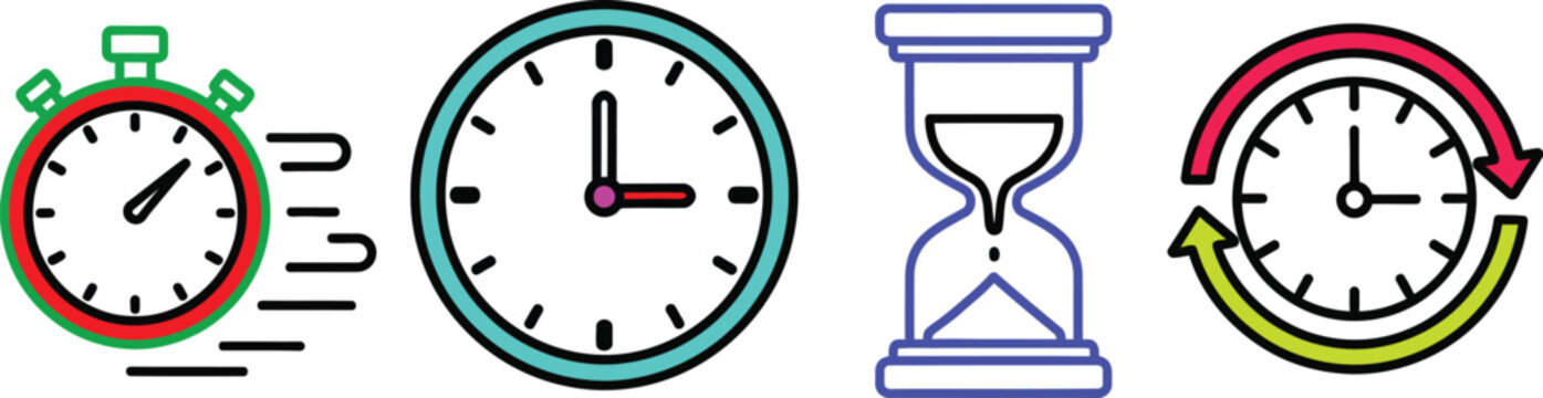 Colorful watch and stop watch with real time