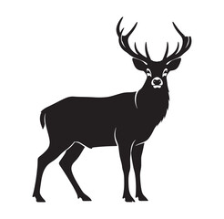 Obraz premium black silhouette of a deer with large antlers standing alone