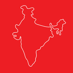 A minimalist, monoline vector illustration of the map of India. The design features a single, continuous stroke that simplifies the country's borders into a smooth.