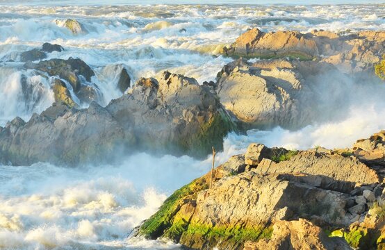 Khone Phapheng falls scenery , the  largest waterfall in Southeast asia,Laos