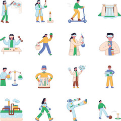 Naklejka premium 5.Set of Flat Style Technology Illustrations