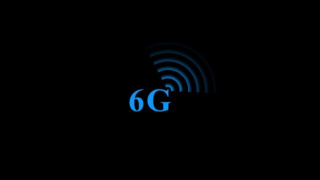 6G network Wi-fi icon concept loop animation video,6g circle streaming icon with radio wave. 6g icon live video shooting concept