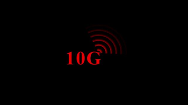 10G network Wi-fi icon concept loop animation videoFuturistic Cityscape at Night with Neon 10G Sign.