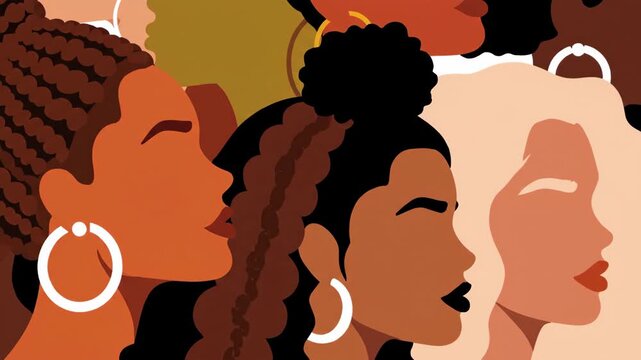 Diverse women profiles illustration celebrating unity on white background