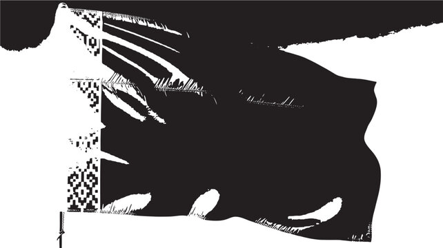 Hand with Aztec Pattern on Wrist in Dramatic Black and White with High Contrast for Cultural Advertising