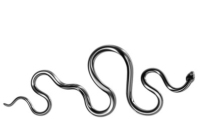Twisted metallic snake long banner background 3D rendering. Silver metal snake tribal fashion 3D element isolated