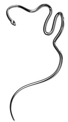 Twisted metallic snake stories background 3D rendering. Silver metal snake tribal fashion 3D element isolated