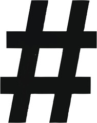 Obraz premium Bold black hashtag symbol, a popular social media icon, isolated on a transparent background