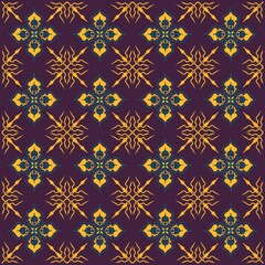 Fototapeta premium Regal Plum and Gold Heraldic Damask seamless pattern