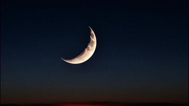 Illustration of the moon phase transitioning from a crescent moon to a half moon, showing the natural transformation in the lunar cycle against a calm and glowing night sky.