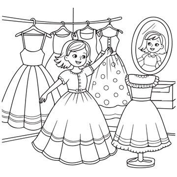 sweet girl Coloring
Pages with Black and white
vector illustration