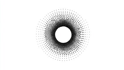 A circular design with a white center surrounded by a dotted grayscale gradient