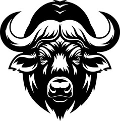 Obraz premium buffalo head silhouette line art vector illustration with a white background 
