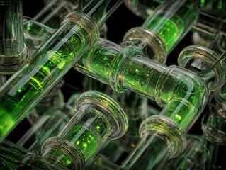 Pipe is filled with green liquid