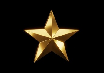 Obraz premium Highly polished five pointed metallic object glows against a solid black background