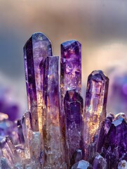 Bunch of purple crystals are on a surface